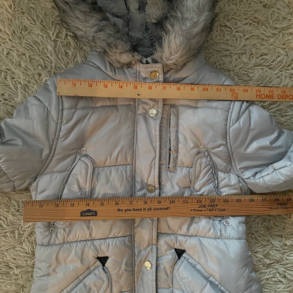 London Fog Girls Hooded Puffer Winter Jacket M( 10/12) light gray - Picture 7 of 16